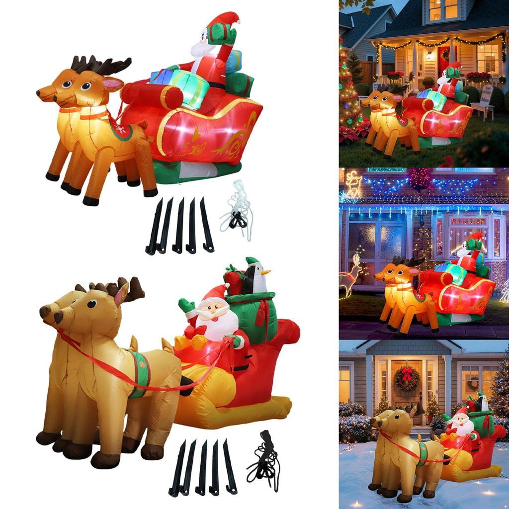 [wishshopeljjda] Christmas Inflatable Santa Blow up Xmas Decor Weatherproof Lighted Holiday Display 