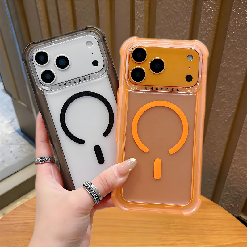 Thickened corners/transparent acrylic hard เคส/สีส้ม เข้ากันได้สําหรับ iPhone Air 17 16 15 14 13 Pro Max case