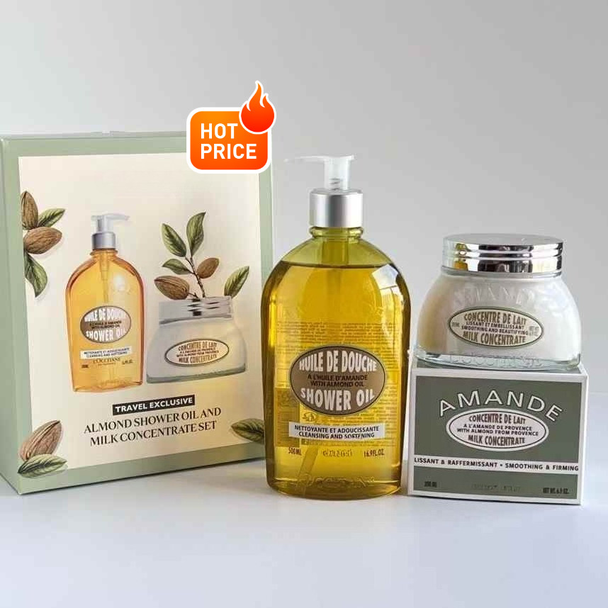 L * oc Almond Sweet Tonsula Bath Oil 500ml+Body Lotion 200ml * ชุด 2 ชิ้น