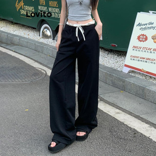 Lovito กางเกงธรรมดา สีบล็อกกางเกงสําหรับผู้หญิง LNA70674