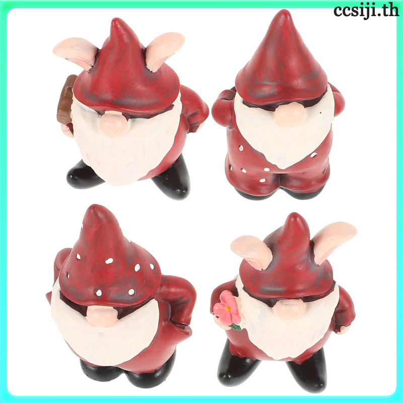 4pcs Gnome Garden Decor Gnome Figurine Gnome รูปปั้นกลางแจ้งสําหรับสวนกลางแจ้ง Gnome รูปปั้นสวนเรซิ่