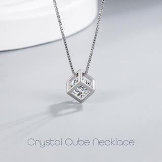 Crystal Cube Necklace สร้อยคอเงินแท้ S925 [MERCELO]