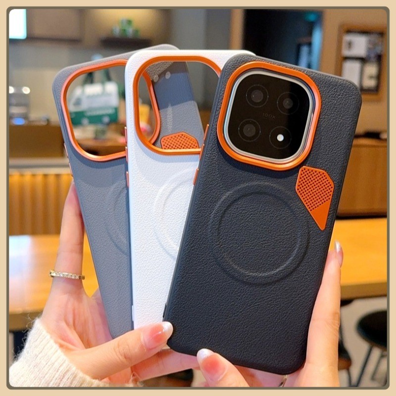 การกระจายความร้อนเคสโทรศัพท์แม่เหล็กสําหรับIQOO 15 13 Z10 Zurbo Pro/Pro+ Y300GTเลนส์โลหะธรรมดาหนังAn