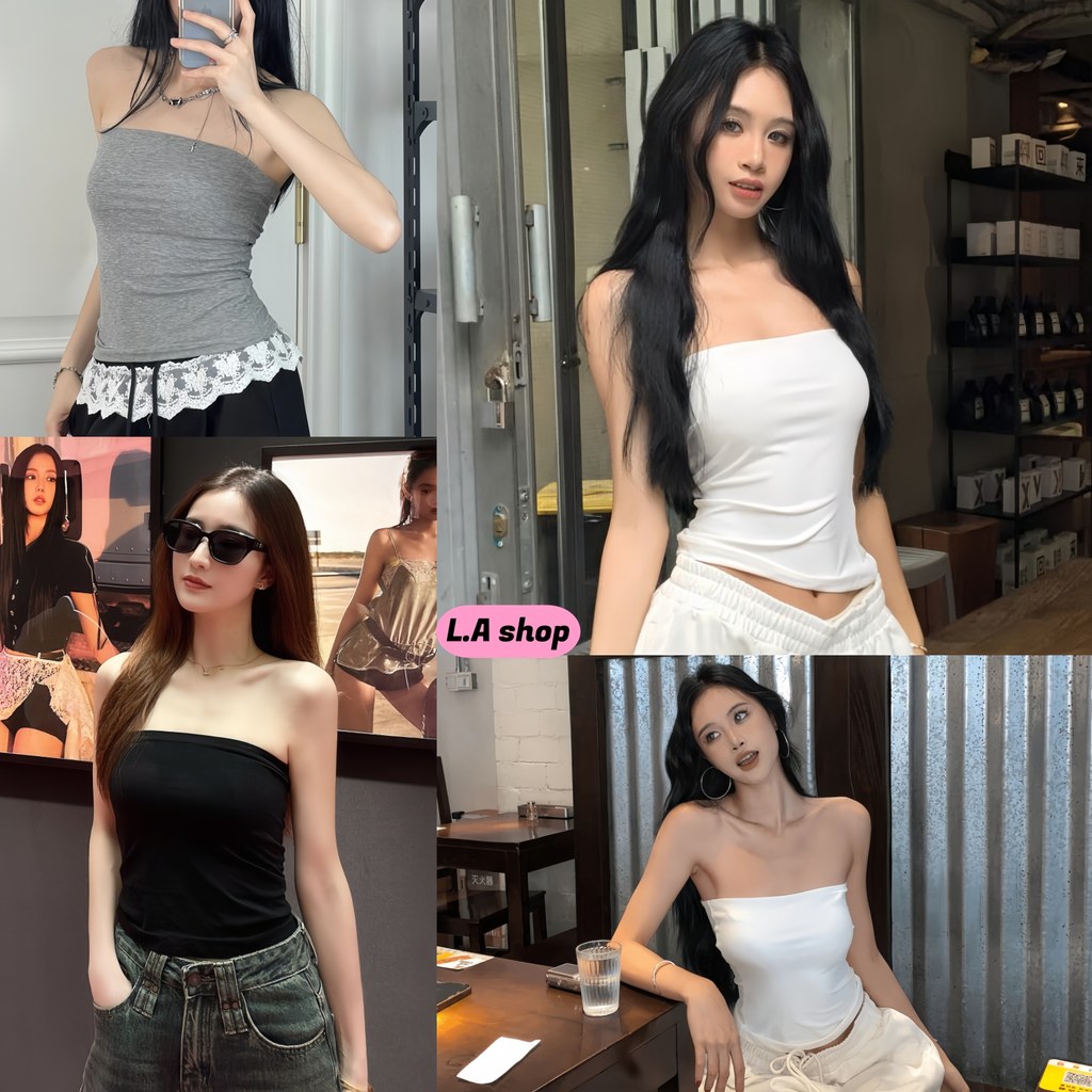 L.A Shop★เสื้อคุณภาพดี เสื้อเกาะอกสีพื้น มีฟองน้ำ ทรงรัดพอดี ผ้าใส่สบาย