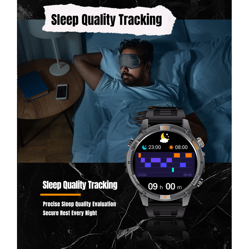 ใหม่ทหารตําแหน่ง GPS SmartWatch ผู้ชาย Run RIDE ฟิตเนสไฟฉาย LED เข็มทิศ Tracker 3ATM IP68 กันน้ํา BT call กีฬานาฬิกา - รูปที่ 5