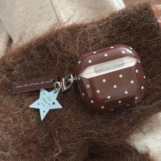 เกาหลีน่ารักสีน้ําตาลสีฟ้า Polka Dot หูฟังสําหรับ Apple Airpods Pro 2 3 4 ฝาครอบ Star จี้สําหรับ Airpod Pro3 ชุดหูฟัง Funda