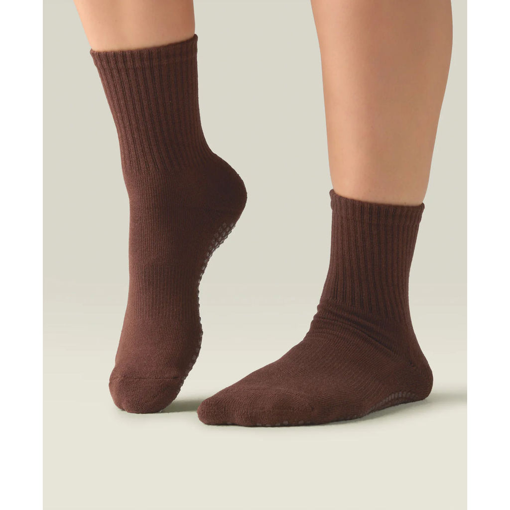 MoveActive Pilates Non Slip Grip Socks - Espresso - Move Active Socks - Yoga Barre Pilates Grip Sock
