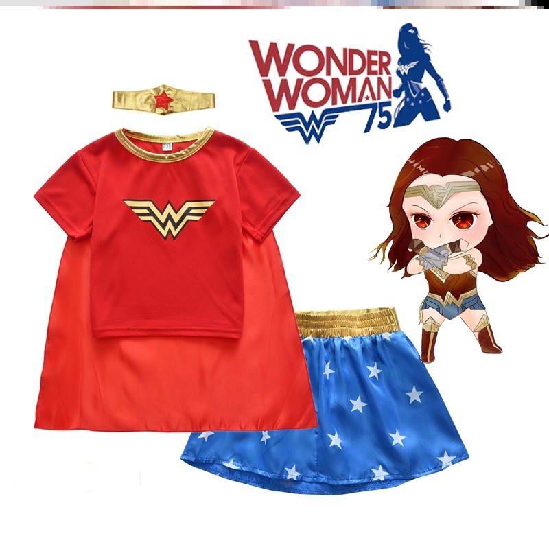 ชุด christmas เด็ก christmas dress ชุดคอสเพลย์ Wonder Woman สำหรับเด็ก เสื้อผ้าฮาโลวีน