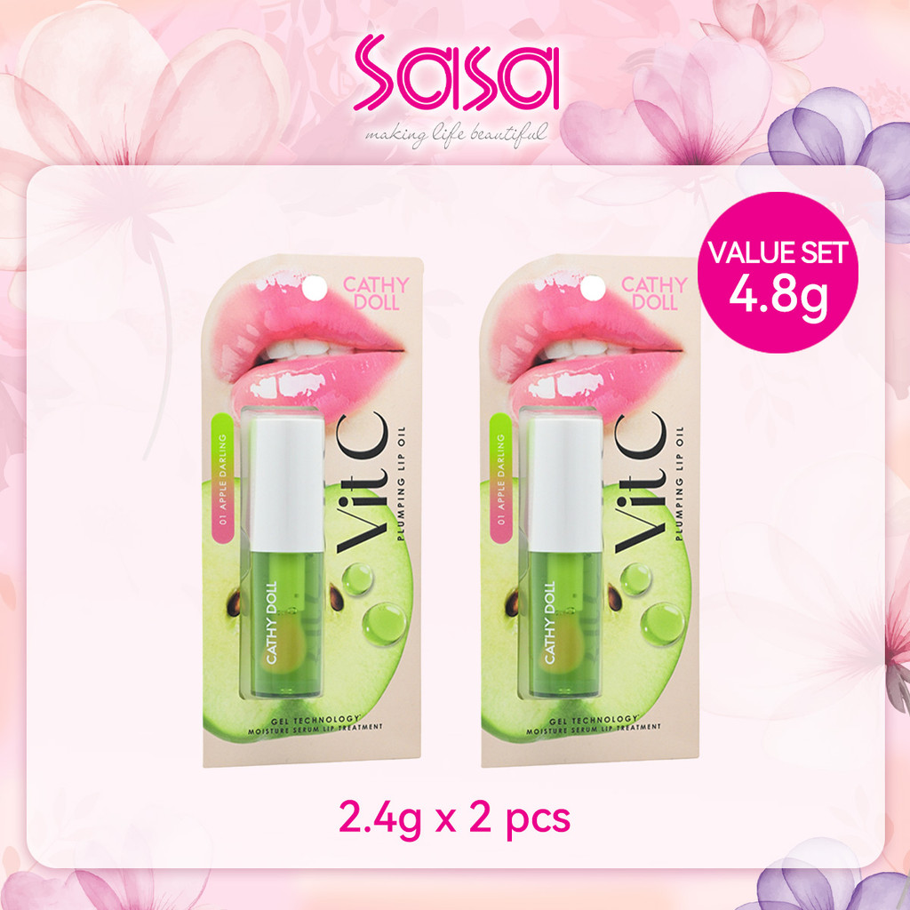 Cathy Doll Vitamin C Lip Oil Value Set (01 Green Apple Flavor) (2.4g x 2 pcs)