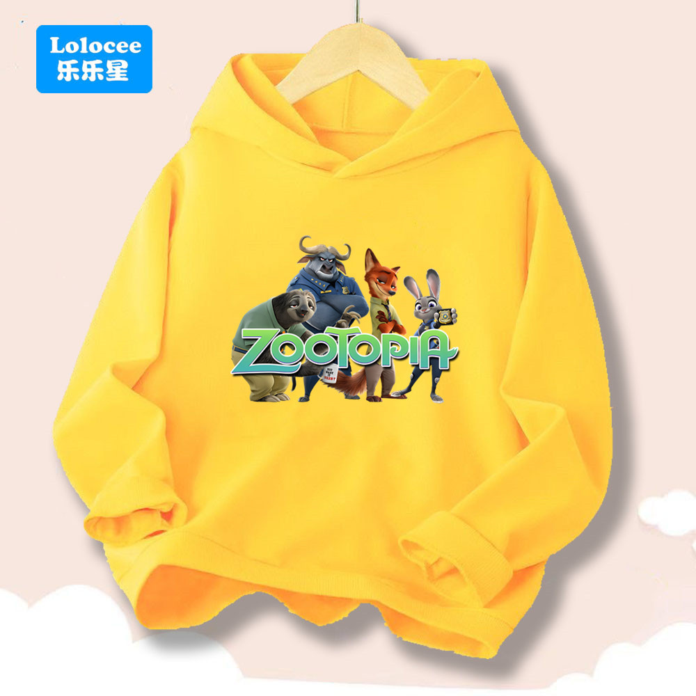 ซูโทเปีย เสื้อฮู้ดใส่สบายสําหรับเด็กเสื้อสเวตเตอร์มีฮู้ดพิมพ์ลายการ์ตูนแฟชั่นน่ารักและลําลองฤดูใบไม้ร่วงด้านบนสําหรับเด็กชายและเด็กหญิง FKDWC02