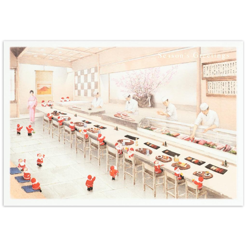 Mini Santa Greeting Life Christmas Card Japanese Style Sushi SJ-64, Japan Diary/ Journal Stationery