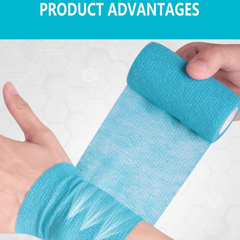 Self กาวกีฬา Wrap Bandage Breathable Cohesive Bandage Wrap Roll ความยืดหยุ่นสูง Self-Adheerent เทป