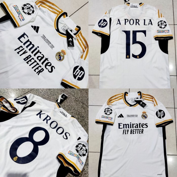 MADRID HOME FOOTBALL JERSEY 2023/2024 FULLPATCH UCL + NAMESET