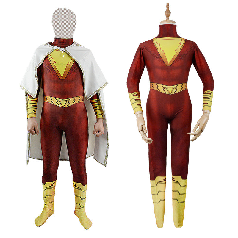 ชุดคอสเพลย์ Shazam Jumpsuit จากภาพยนตร์ DC Thunder COS เหมาะสำหรับการเล่นเกมและการแสดง
