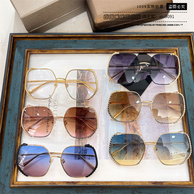 1WYH Bvlgar* Polygonal Sunglasses for Women, Stylish Metal Sunglasses Trend bv40004