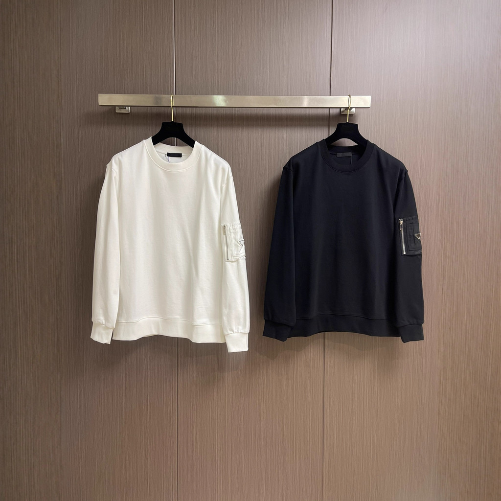 T5EL PD 25Autumn New Men's Fashion Crew Neck Sweatshirt Triangle Logo Hardware Zipper Decorative Top