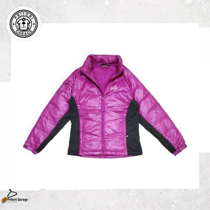 เสื้อกันลมกลางแจ้งปักเป้าแจ็คเก็ต Kappa สีชมพูเข้มสีเทาบล็อกสี Vintage M