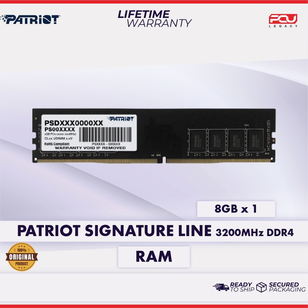 PATRIOT SIGNATURE LINE PC VALUE RAM CL22 DDR4 3200MHZ - 8GB