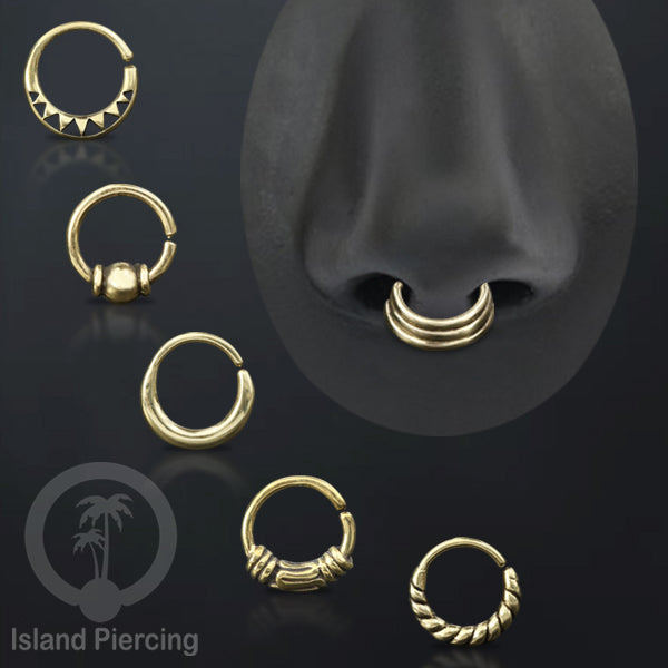 เจาะ Septum และเจาะต่างหูทองเหลือง Daith Tragus และ Helix Piercing