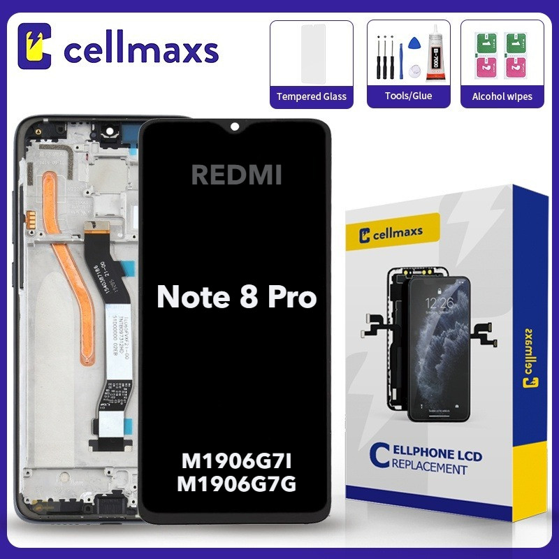 สําหรับ XIAOMI REDMI Note 8 Pro 2015105 M1906g7i M1906G7G เปลี่ยนหน้าจอสัมผัส LCD พร้อมกรอบ