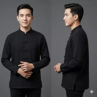 ( ม่อฮ่อมแพร่ ) เสื้อผ้าฝ้าย สีดำ คอจีน คอปก ,สีเหลือง (ดอกคูน) กระดุมจีน แขนยาว เนื้อนุ่มใส่สบาย
