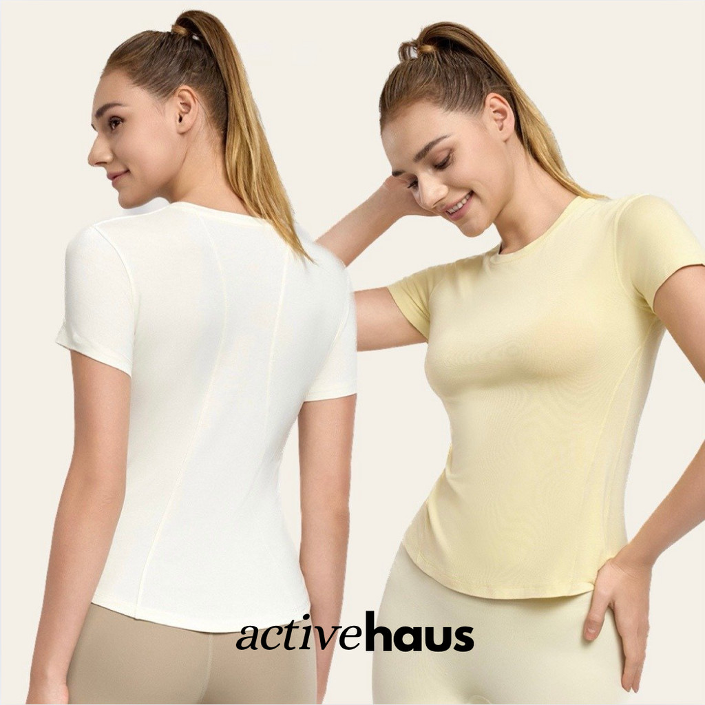 Iris กีฬาด้านบนฤดูร้อนพื้นฐาน U คอ Breathable ผู้หญิงกีฬาเสื้อยืดโยคะฟิตเนสวิ่งพิลาทิส Padel เทนนิส 