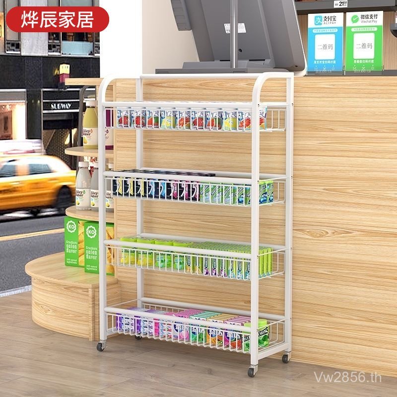 พลูอ่อนนุชหลายชั้นซูเปอร์มาร์เก็ตชั้นวางที่มีล้อเคี้ยวหมากฝรั่งขนมขบเคี้ยวชั้นวางเครื่องดื่มหลายชั้น