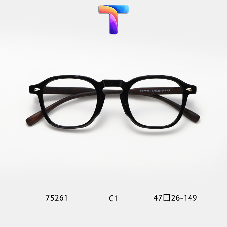 [หลากสี] ลายไม้สแควร์ป้องกันแสงสีฟ้าแว่นตาสําหรับผู้ชายและผู้หญิง 75261