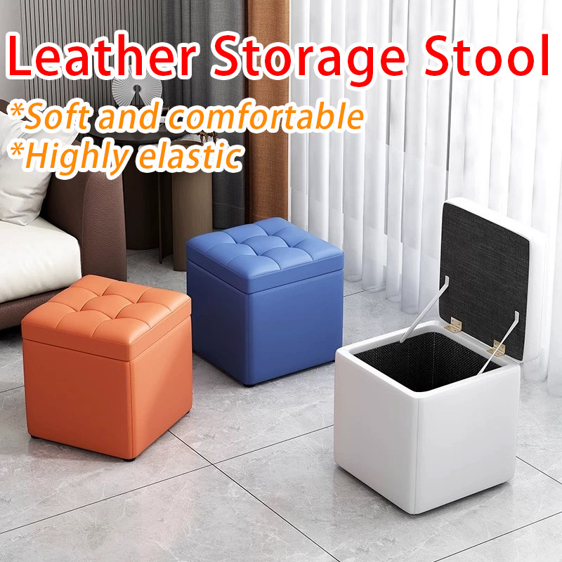 SG หนังสตูล Organizer ที่นั่ง Ottoman Storage Organizer เก้าอี้กันน้ําสตูล