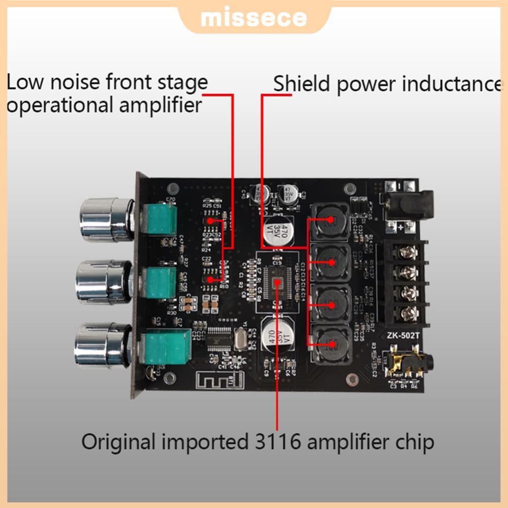 ZK-502T 50Wx2 HIFI 2.0 Channel เครื่องขยายเสียงสเตอริโอโมดูลลําโพงเสียงชุด [Missece.th]