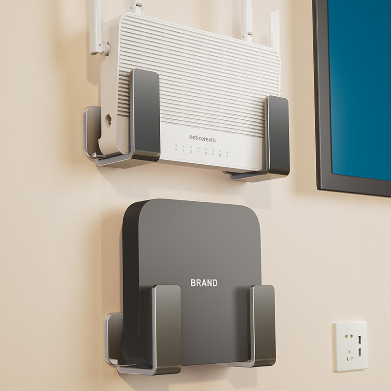 การเจาะ-ฟรี Set-Top Box Router Wall Mount เหล็กคาร์บอน L-Shaped ชั้นวางห้องนั่งเล่นห้องนอน Board Storage Bracket