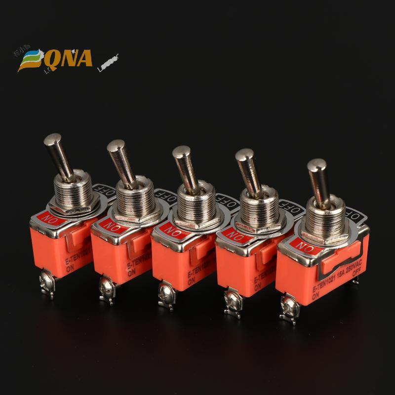 [QNA] 5 ชิ้น SPST DPDT 250V 15A Toggle Switch 2 ตําแหน่งสลักเปิด-ปิดเปิด E-TEN1322 1021 1122 1221 13