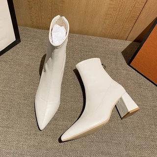 martin boots รองเท้าบูทแฟชั่นส้นสูง มีปลายแหลม สำหรับผู้หญิง