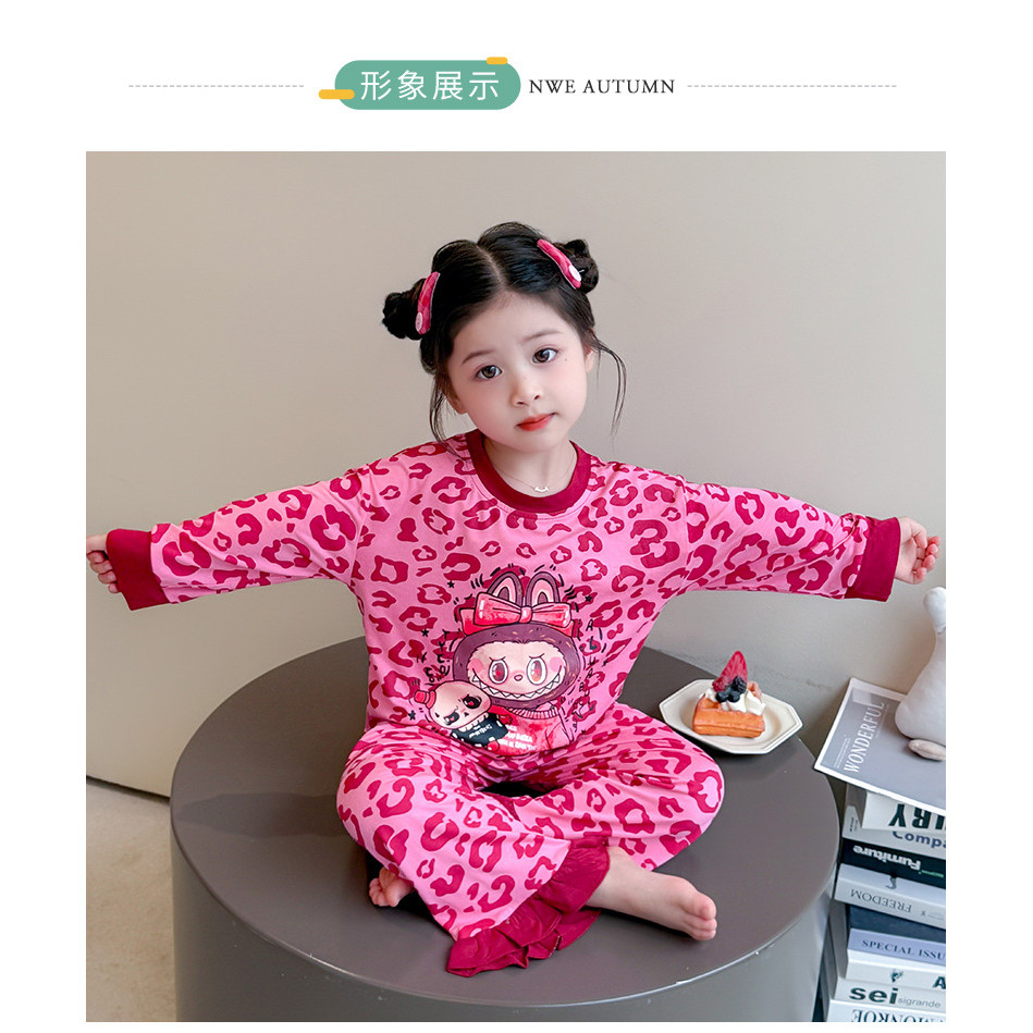 ชุดนอนลายเสือดาวสำหรับเด็กผู้หญิง ขนาด 90-140 cm แขนยาว สไตล์แฟชั่นฤดูใบไม้ร่วง - รูปที่ 4