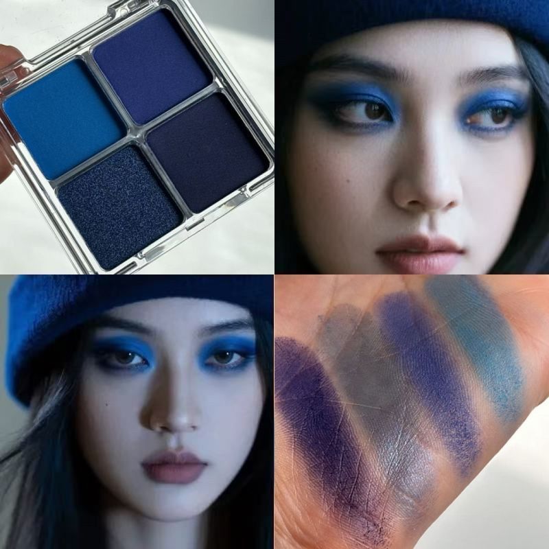 พาเลทอายแชโดว์4สีไคลน์สีฟ้าอายแชโดว์จานสีผ้ายีนส์เคลือบด้านโทนสีฟ้าสีน้ําเงินเข้มยุโรปและอเมริกาเวทีแต่งหน้ากันน้ําติดทนนาน ราคา ถูกที่สุด ดีลบีเคเค