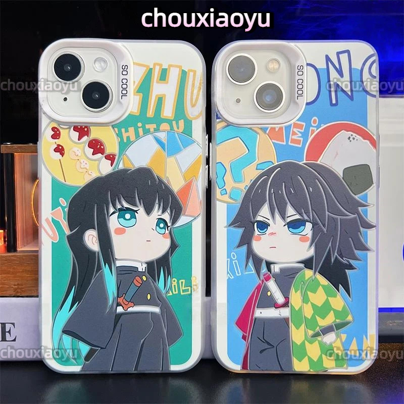 เหมาะสําหรับ Redmi note 14 13 12 5G Xiaomi Poco X7 X6Pro X5 F7 F6 F5 F4 เคสโทรศัพท์ Demon Slayer Tokitou Muichirou‌ Tomioka Giyuu อะนิเมะ Matte สีเงิน