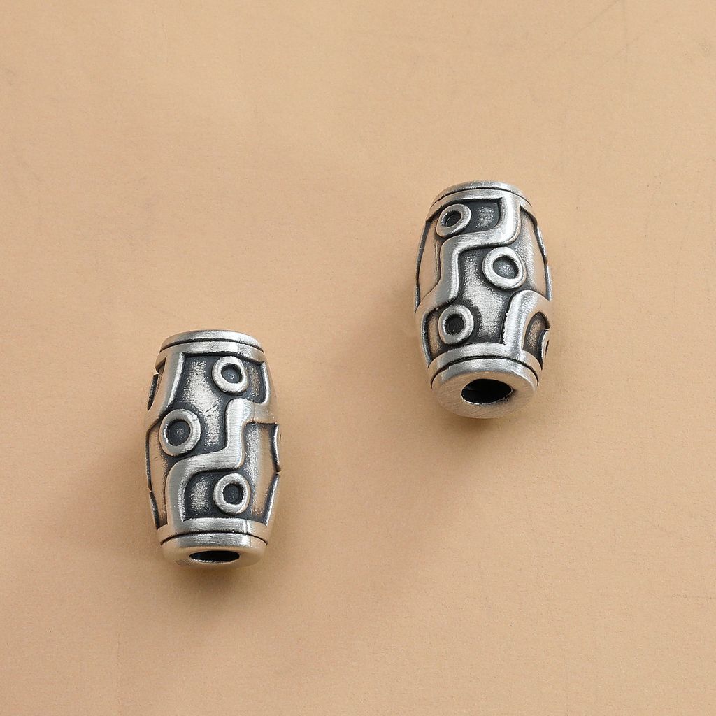 เงินไทยเงินบริสุทธิ์เงินอุปกรณ์เสริม 3D Hard Spacer ลูกปัด 999 วัสดุ Dzi ลูกปัด DIY String Retro Han