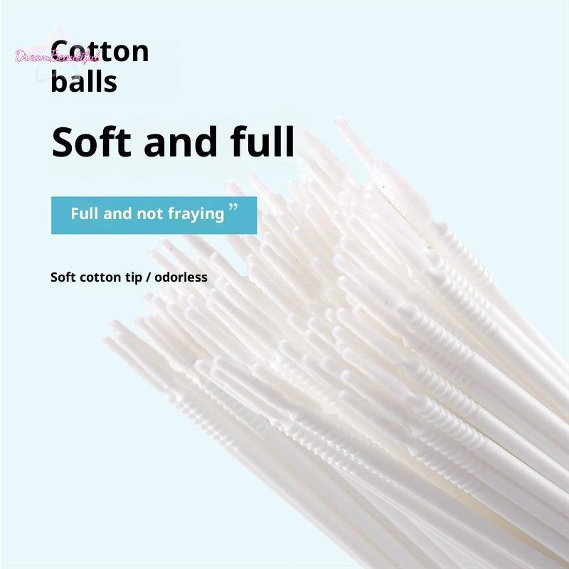 <DBFl-t> 100 ชิ้นแปรงไมโครแบบใช้แล้วทิ้ง Applicator Microswabs สําหรับเครื่องมือถอดต่อขนตา, แปรงผ้าฝ