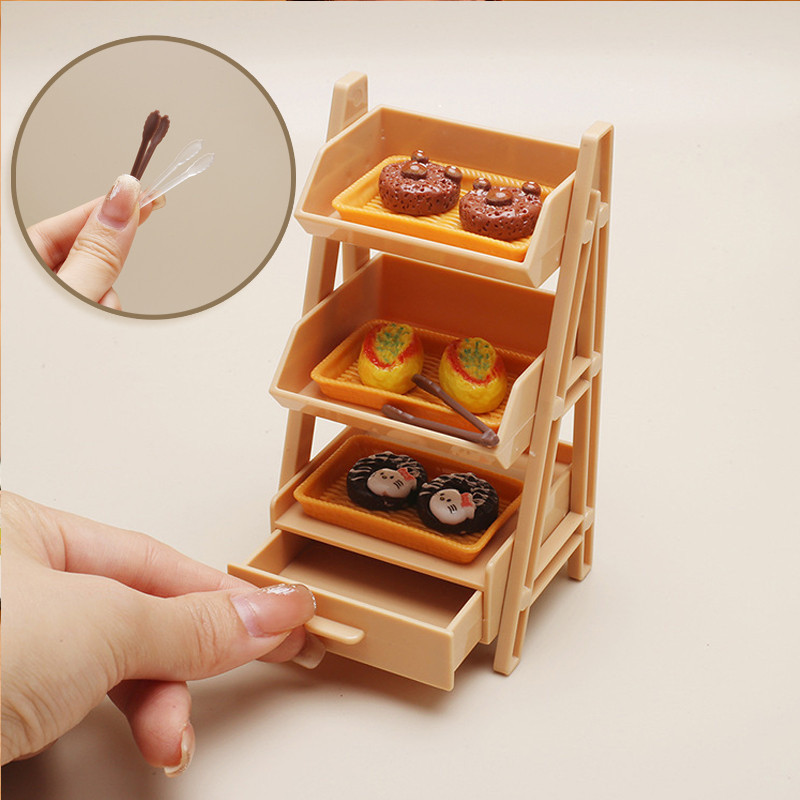 ของเล่นตู้เบเกอรี่จิ๋ว ดตู้แสดงขนมปังของเล่น อาหารเหมือนจริง อาหารของเล่น ชั้นวาง ชั้นวางพร้อมขนมปัง - รูปที่ 7