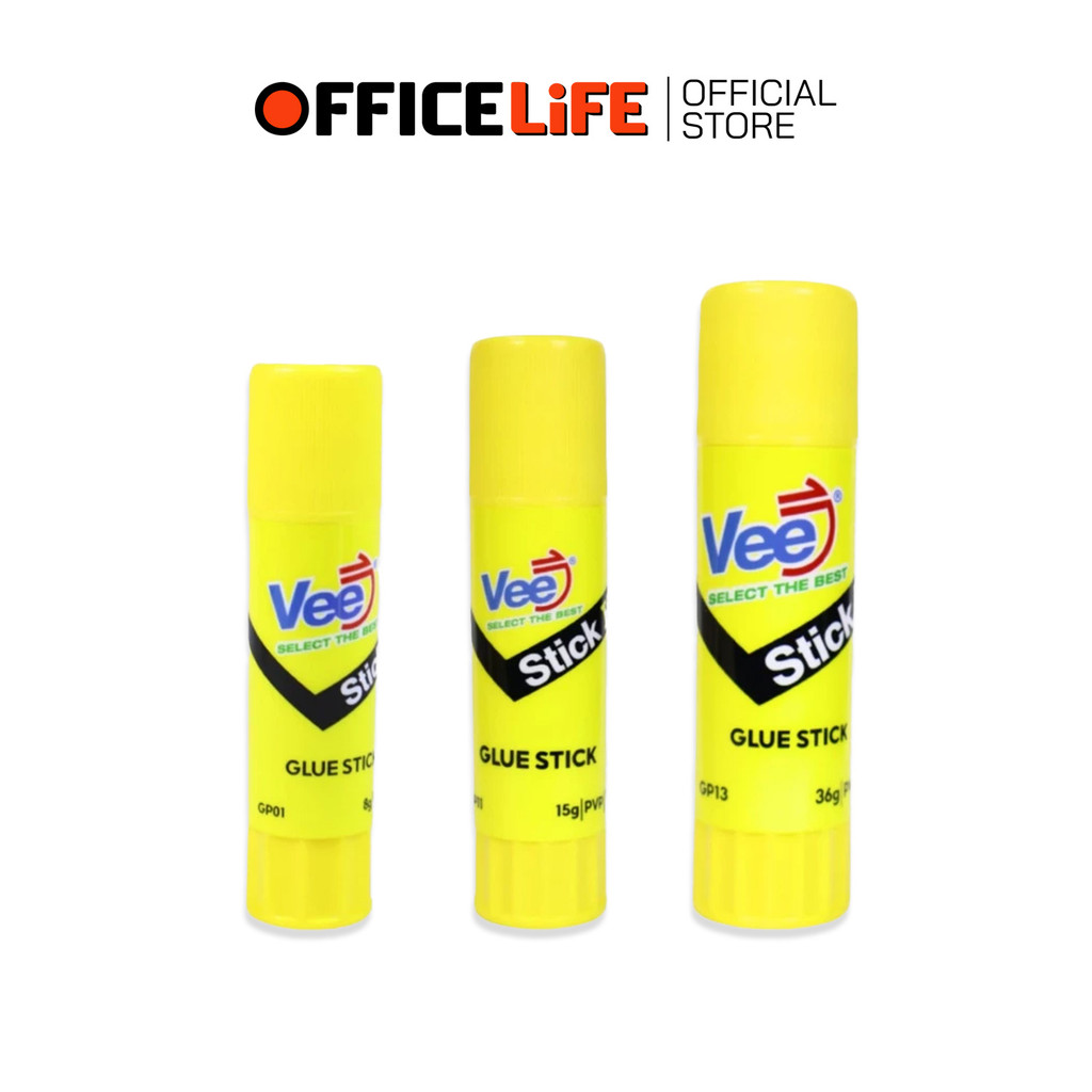 Vee (วี) กาวแท่ง กาวสติ๊ก รุ่น VB-GP01 / GP11 / GP13 ขนาด 8g / 15g / 36g กาว ติดแน่น เหนียว กาวพกพา กาวแห้ง ( 1 แท่ง )