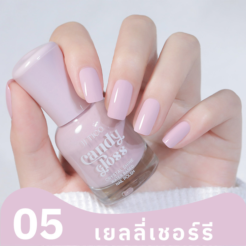 JJ TICO ยาทาเล็บ สีม่วงอ่อน 10ml สูตรน้ำ ไม่ฉีกออก ไม่ต้องอบ แห้งเร็ว  เหมาะทุกโอกาส