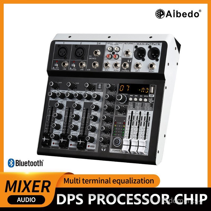 Aibedo kp4ch เครื่องผสมขนาดเล็ก การ์ดเสียงโทรศัพท์มือถือ คอมพิวเตอร์ มิกเซอร์เสียง การบันทึก เอฟเฟกต