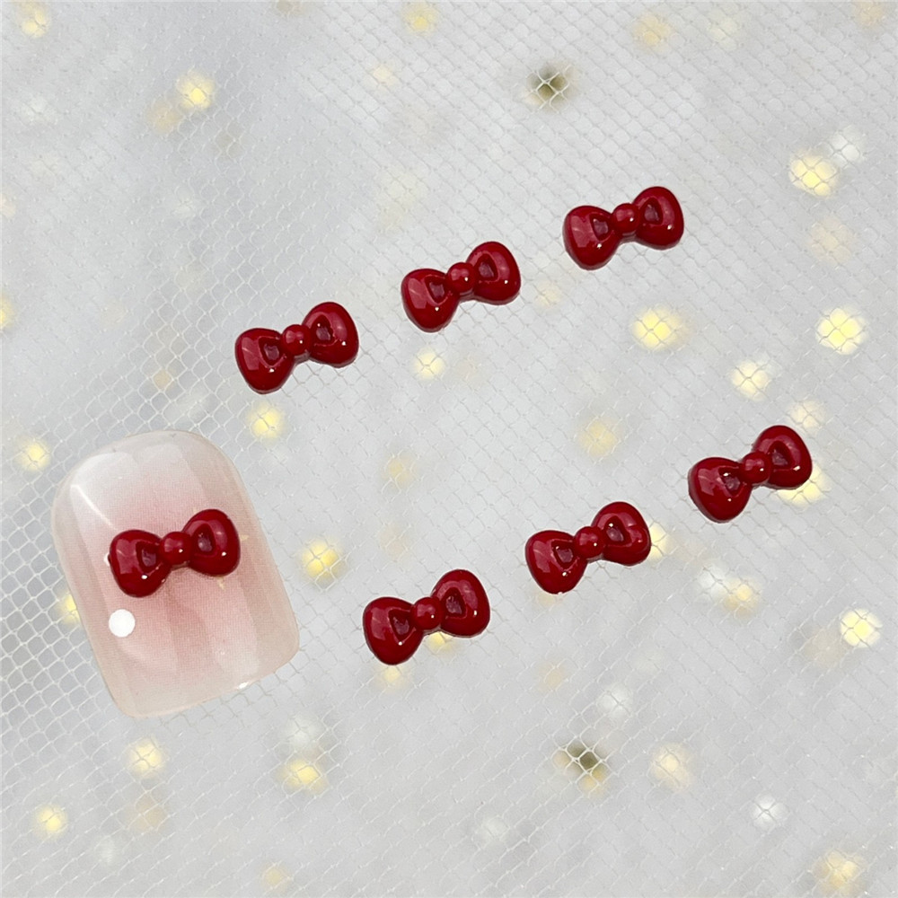 เครื่องประดับตกแต่งเล็บ 100 ชิ้น โบว์แดงแองโกลา สไตล์ฝรั่งเศส โบว์ริบบิ้นสีแดงเชอร์รี่ ประดับเรซิน ประดับตกแต่งเล็บนักเรียนหญิง อุปกรณ์ทำเล็บสำหรับร้านทำเล็บ JOYFEEL - รูปที่ 6