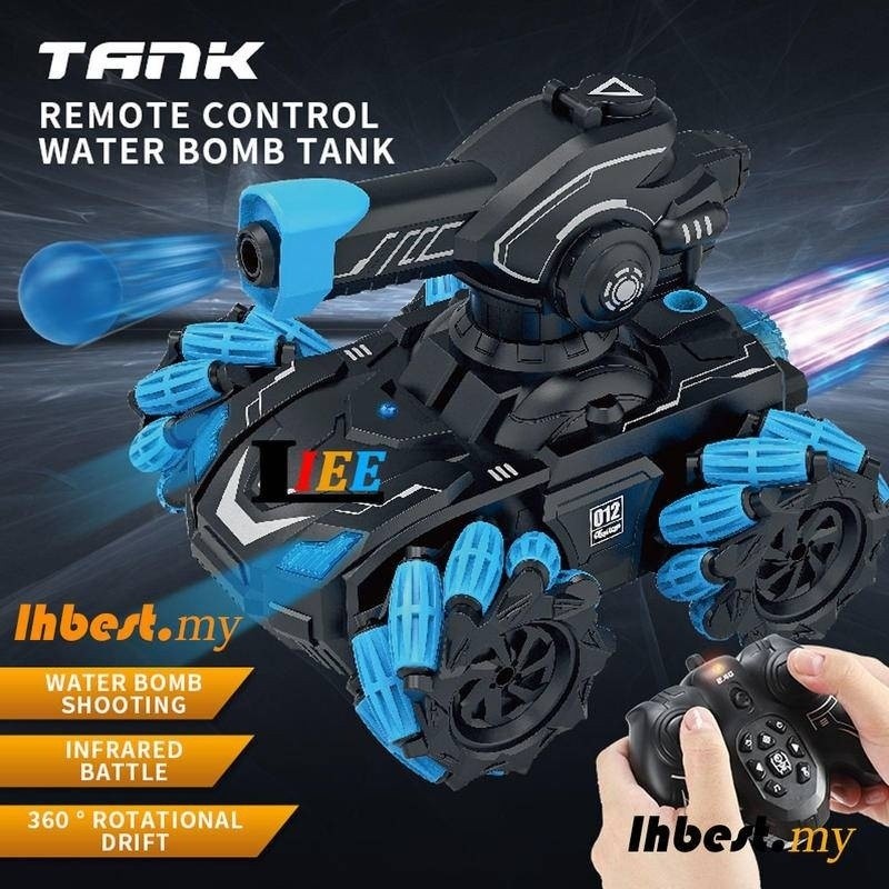 RC Tank Water Bomb Shooting Battle Tank Remote Control Car Large Fourwheel Drive Tank Music Multipla