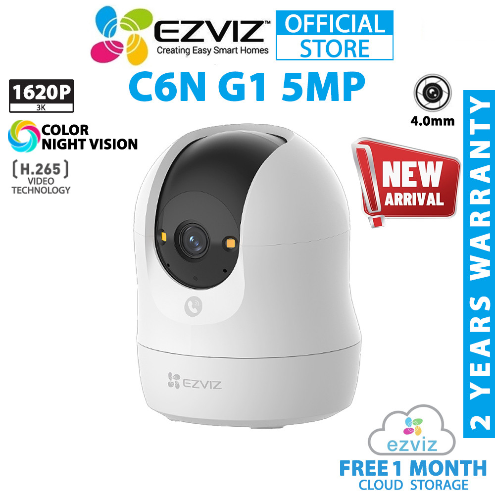 Ezviz C6N G1 5MP 3K 1620P C6N 5MP Pan/Tilt Motion Detection Two Way Talk การติดตามอัตโนมัติ H.265 Se