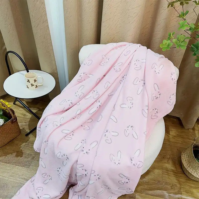 ผ้าห่มพิมพ์ลายกระต่ายน่ารัก ใช้งานได้ทั้งเป็นผ้าคลุมไหล่และผ้าห่มขนาดเล็กสำหรับหอพักนักเรียนและการนอนกลางวันในออฟฟิศ - รูปที่ 7