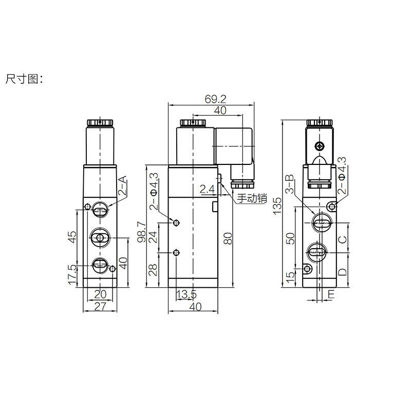 Zhengtai Two-Digit Five-Way Solenoid Valve 4V310-10 Air Valve 220V Solenoid Reversing Valve 24V Yade