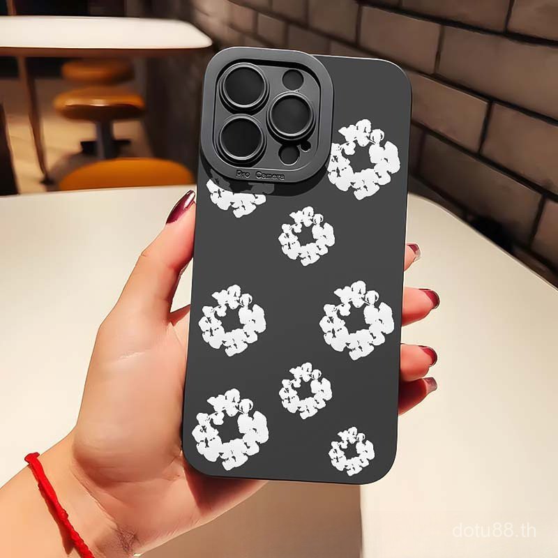 Simple ดอกไม้สีขาวสไตล์เกาหลีสดกันกระแทก Soft Shell น้ําหนักเบา Fit เคสโทรศัพท์เหมาะสําหรับ iPhone 1