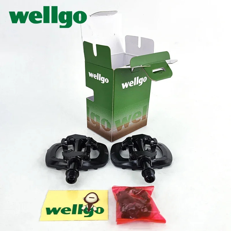 Wellgo C317 อลูมิเนียม Cr-Mo แกน DU/ปิดผนึก 9/16" แบริ่งจักรยานเหยียบ 98A Cleat แผนที่ MTB จักรยานเห