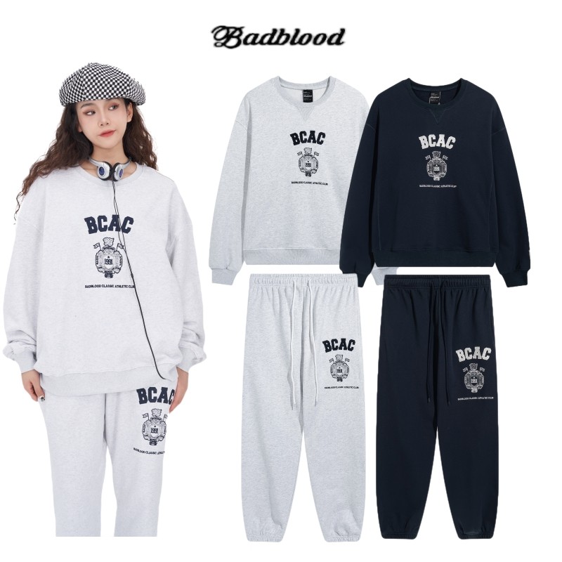 เกาหลี badblood Zhang Zixuan สไตล์เดียวกันเย็บปักถักร้อย bcac ผ้าฝ้ายหลวมเสื้อสวมหัวรอบคอ Hooded Swe